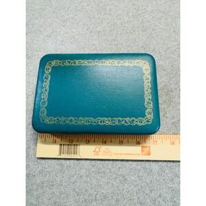 Vintage Farrington Jewelry Box‎ Teal Blue Pink Satin Mid Century Vanity Case